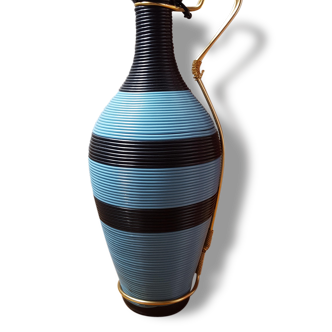 Elegant vase scoubidou noire et bleue