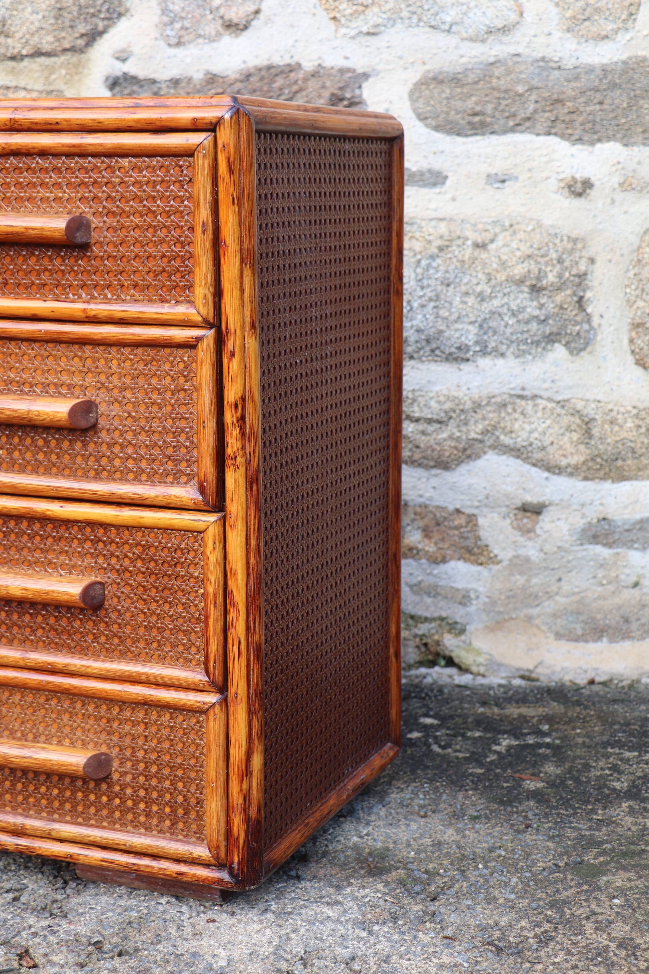 Commodity 4 drawers canning and bamboo - vintage