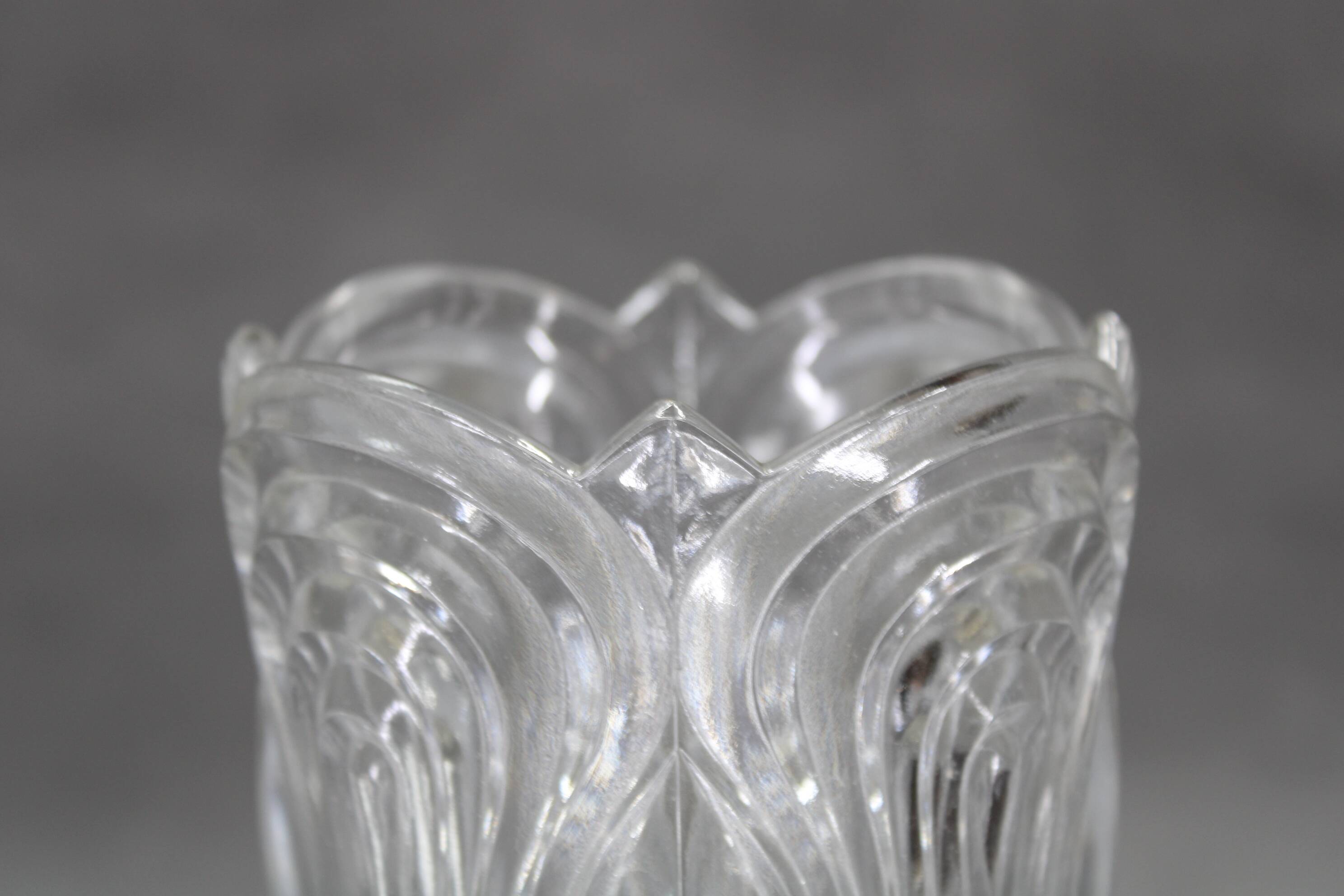 Pair of 1970s Lidokov mid-century table lamps with sculpted pressed glass shades
