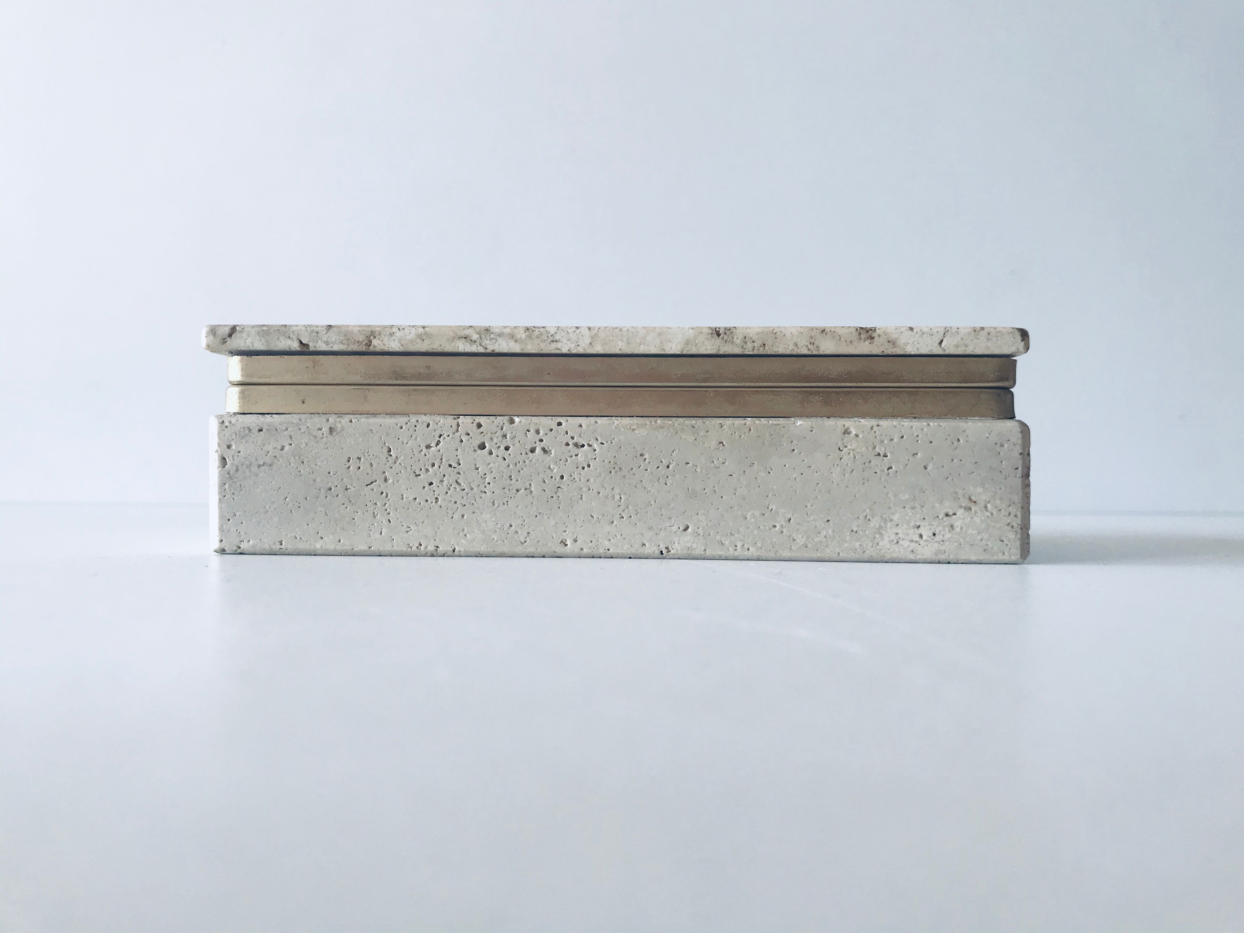 Travertine and brass box