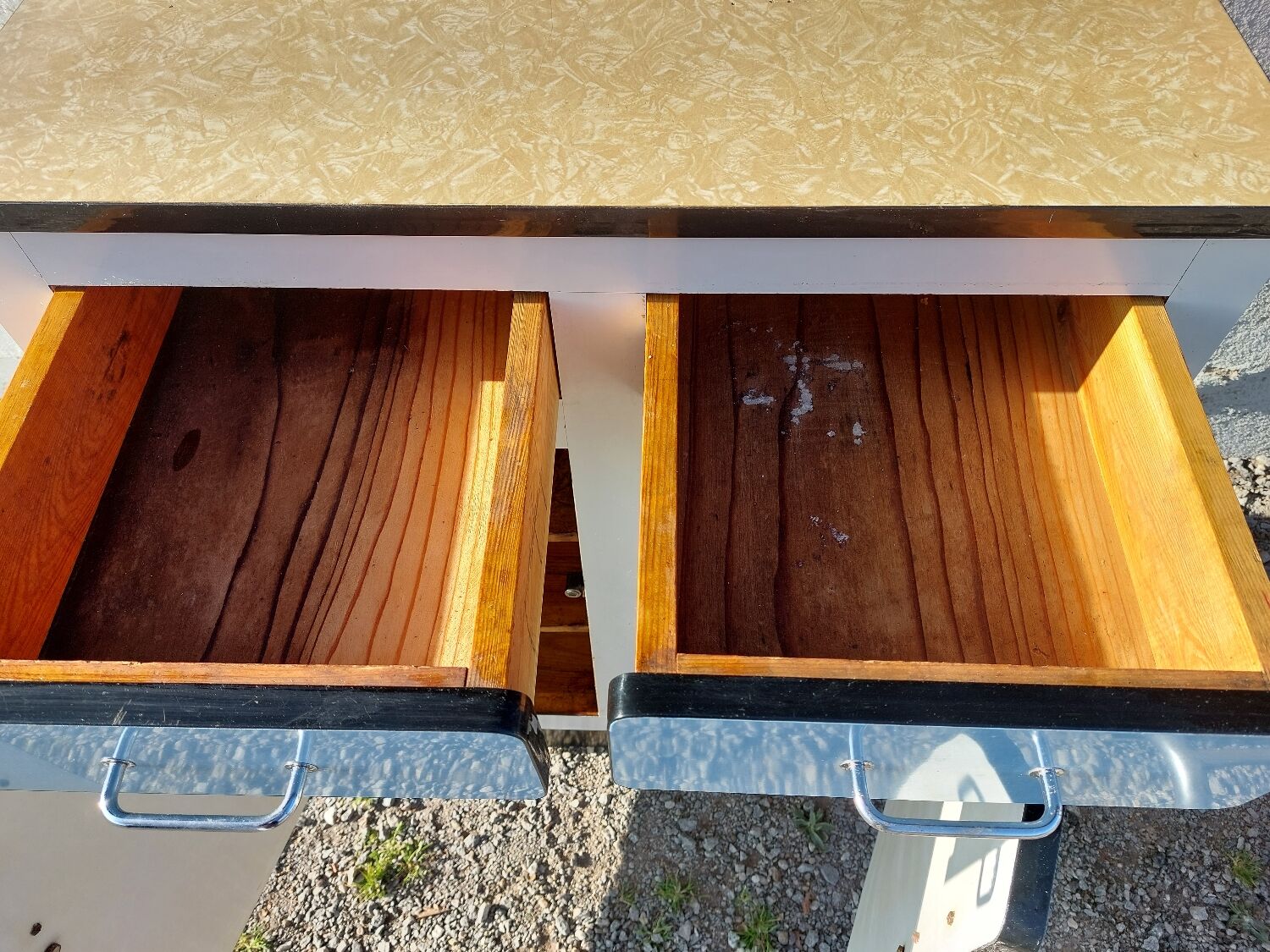 Blue formica: sideboard and folding table