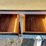 Blue formica: sideboard and folding table