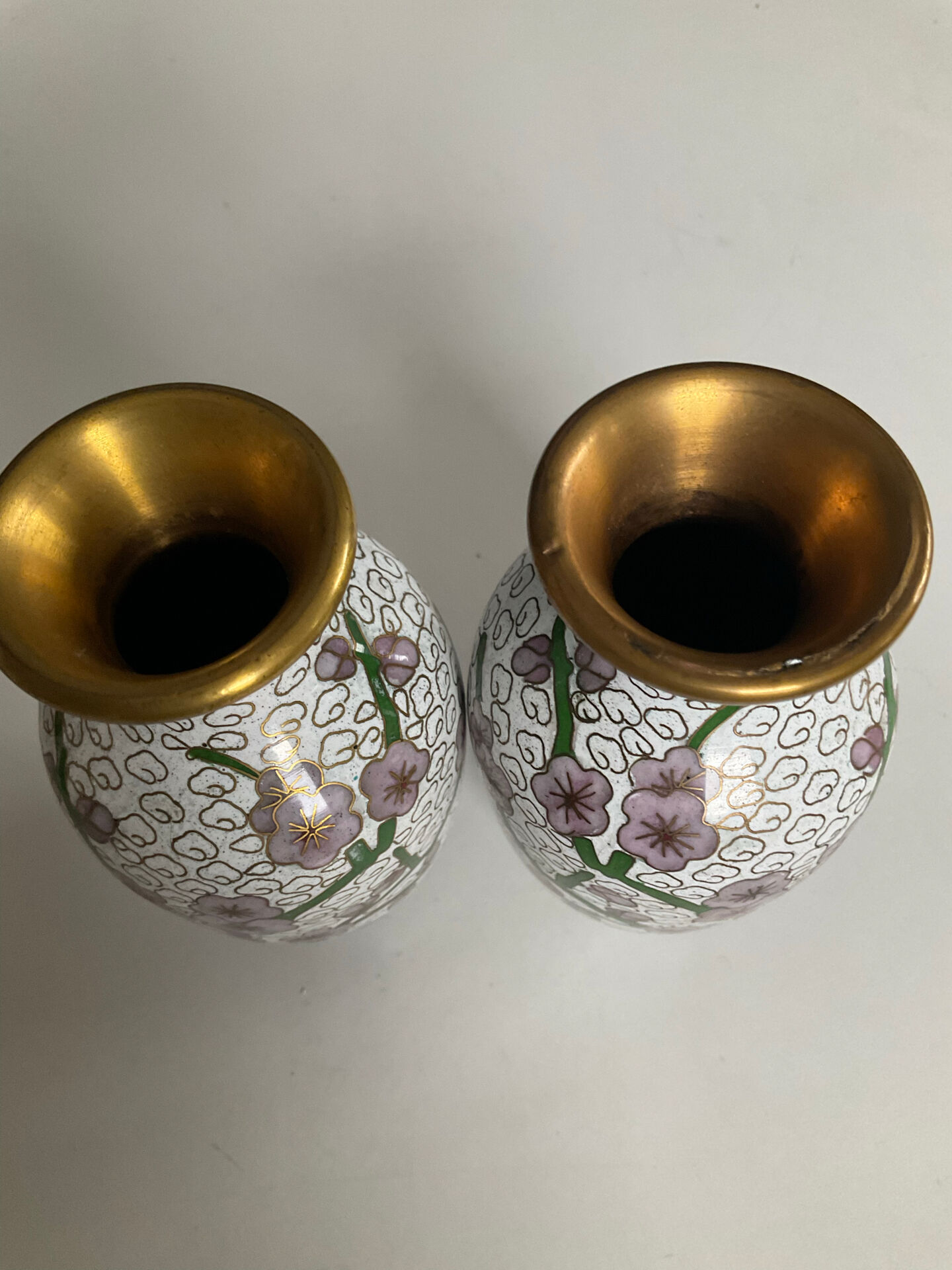 Pair of small vintage cloisonné vases