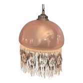 Frosted glass pendant light with fringe