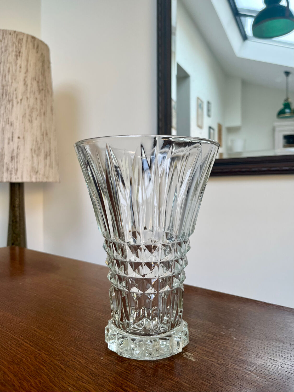 Vintage pressed glass vase – tulip shape
