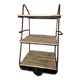 industrial iron and wood trolley shelf