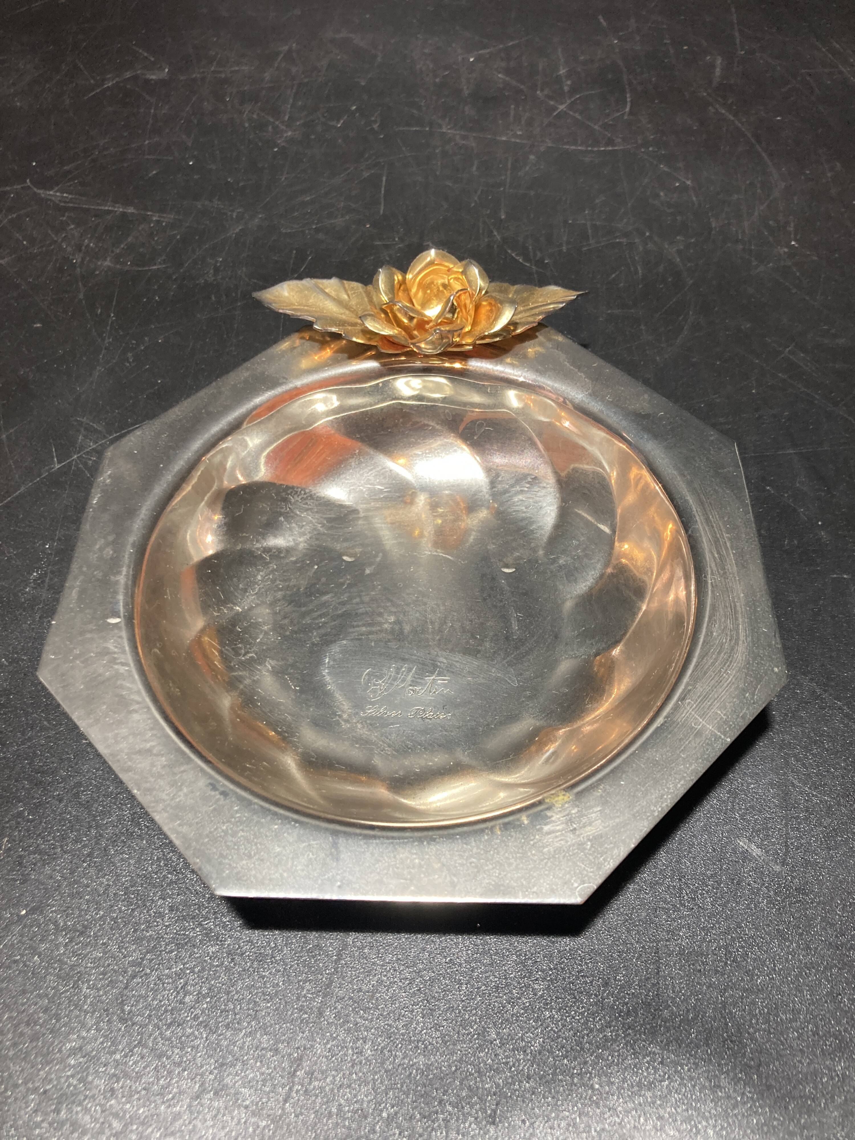 Vide poche en métal argenté