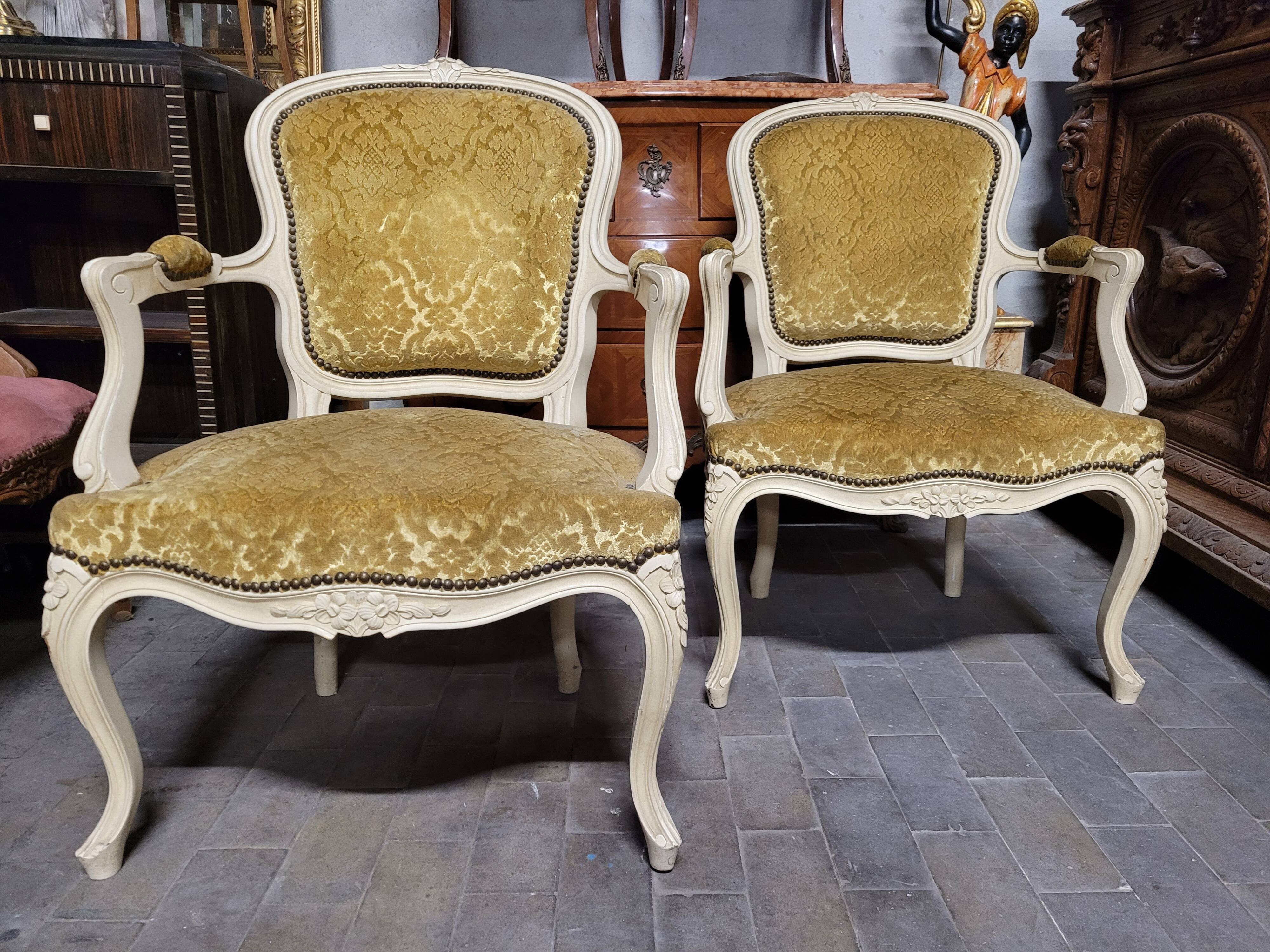 Pair of armchairs cabriolet louis xv