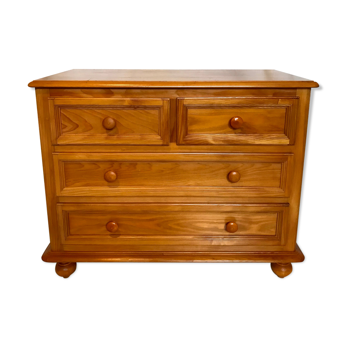 Vintage wooden chest of drawers 3 drawers round buttons country style