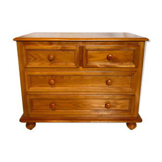 Vintage wooden chest of drawers 3 drawers round buttons country style