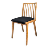 Chaise vintage Mid-Century à barreaux en bois massif avec assise à ressorts