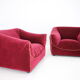 Paire de fauteuils italiens en velours années 1970