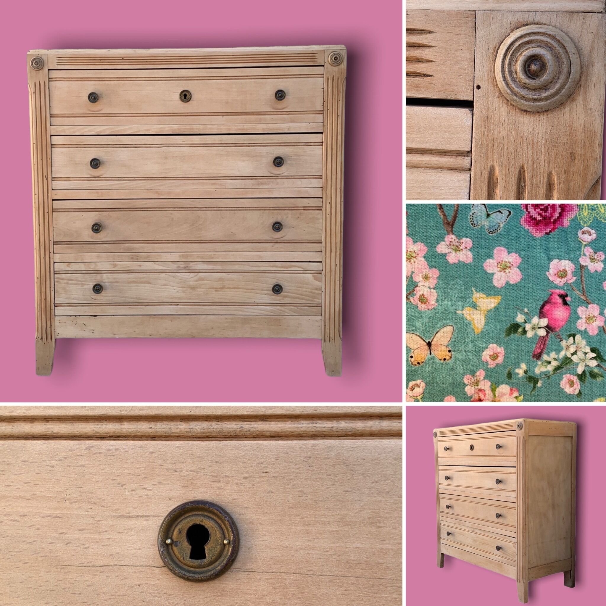 Parisian art deco chest of drawers raw wood