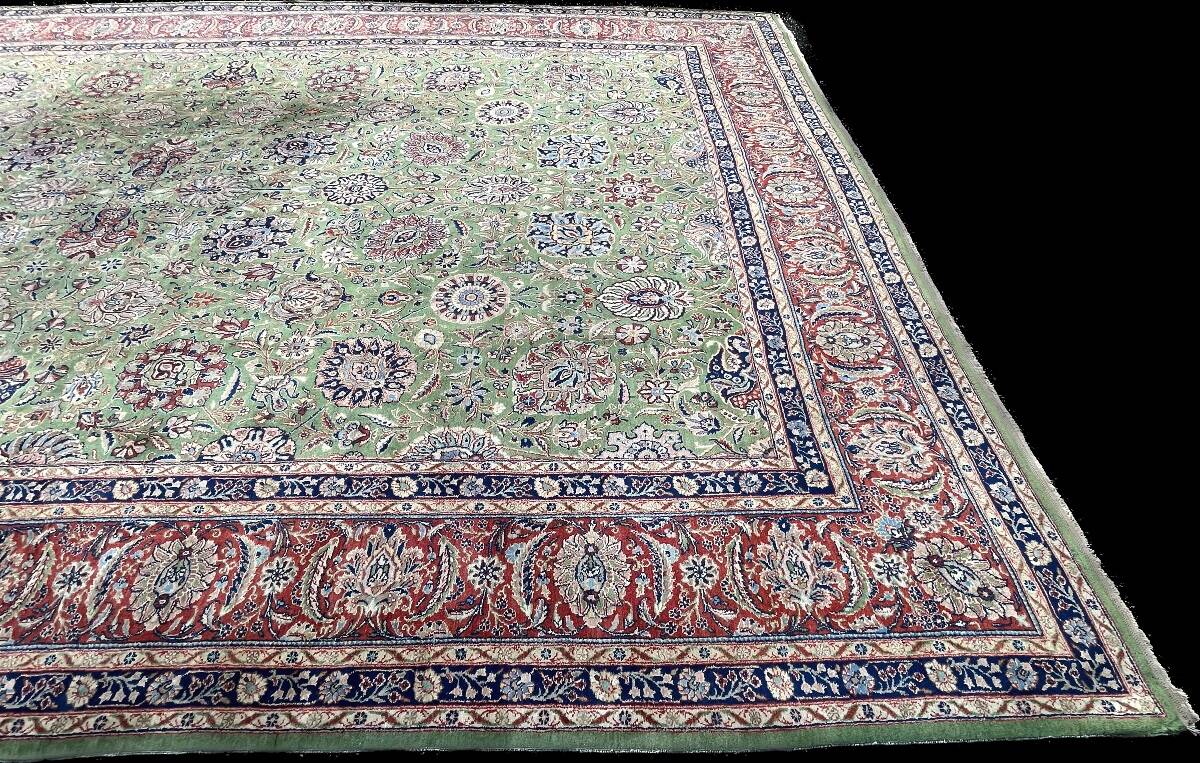 Large emerald Tabriz Persian rug 520x350 cm