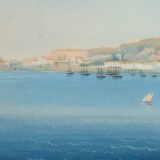 Large Neapolitan gouache: View of Naples. 19th century. Giuseppe Scoppa (attributed)