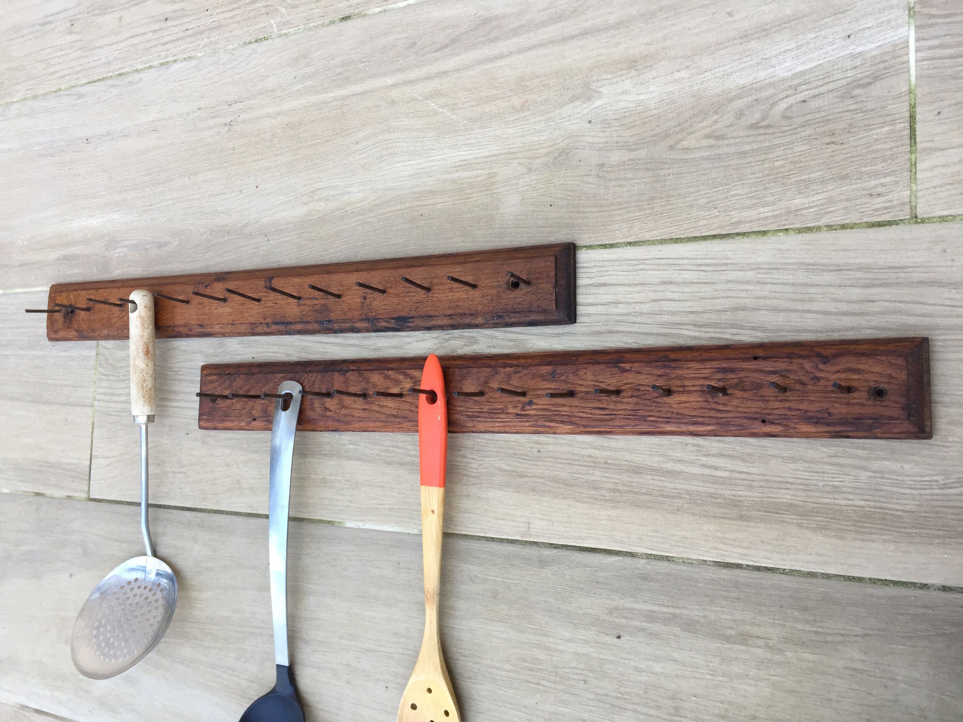 Solid oak workshop coat rack