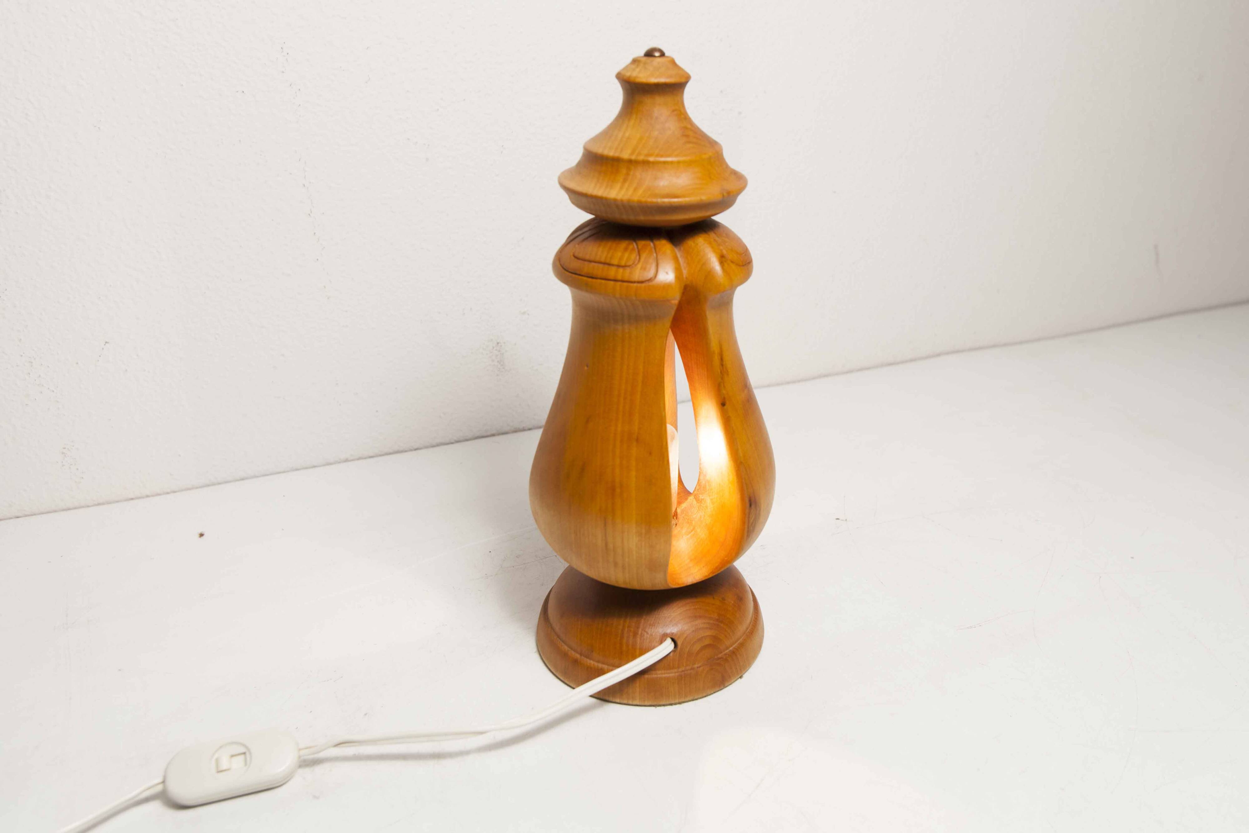 Solid wood table lamp 1960