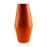 Large orange losangic vase - Laurentian pottery - 80s / 90s
