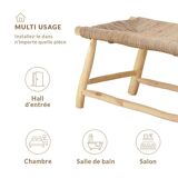 Moroccan handcrafted bench in wood and cord 100x40x40cm