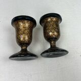 Pair of lacquered wooden candlesticks