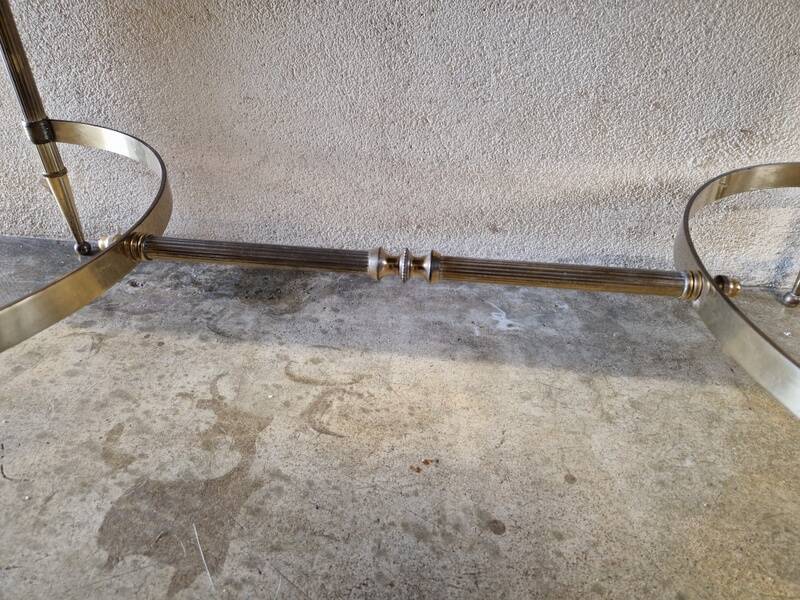 Brass coffee table with Alpine green veined marble top - 1960