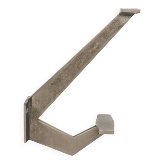 1940s French Angular Art Deco Plated Bronze Wall Coat Hook