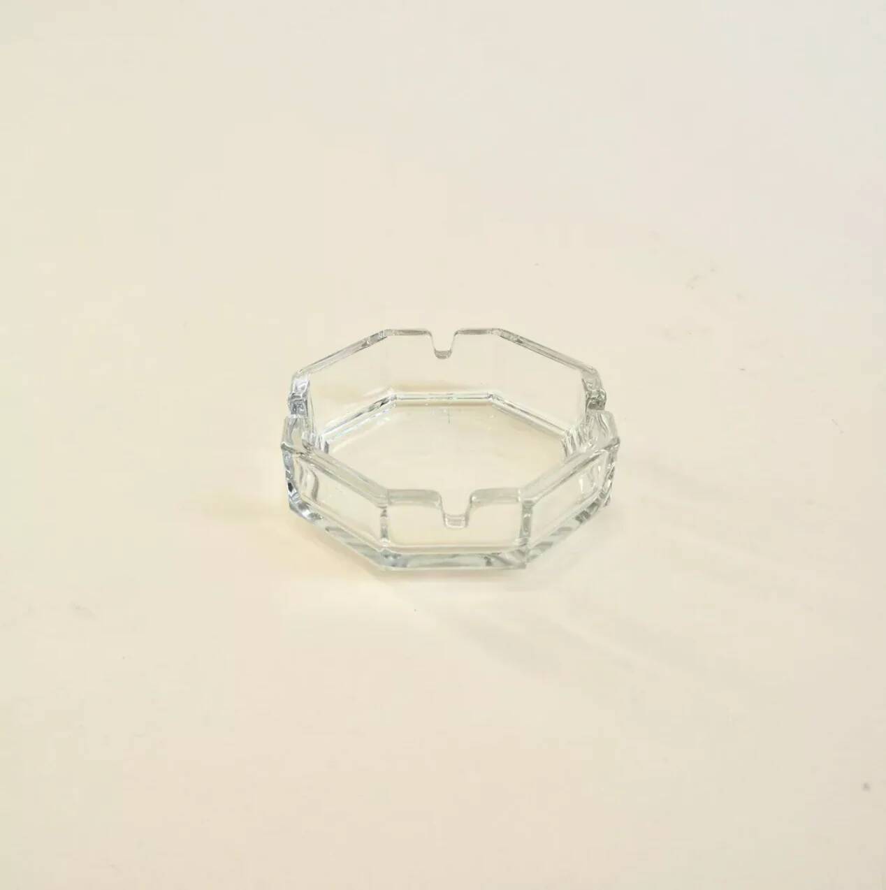 Octagonal glass ashtray