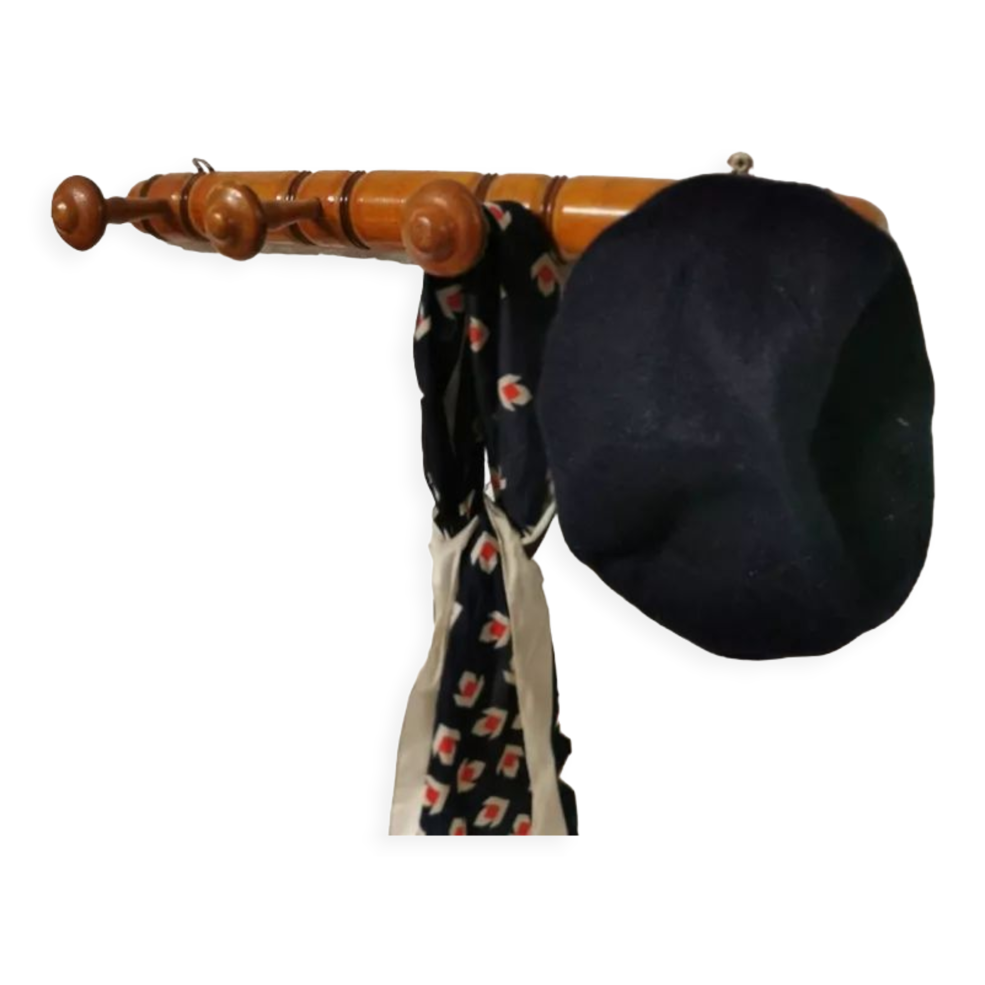 Turned wooden coat rack