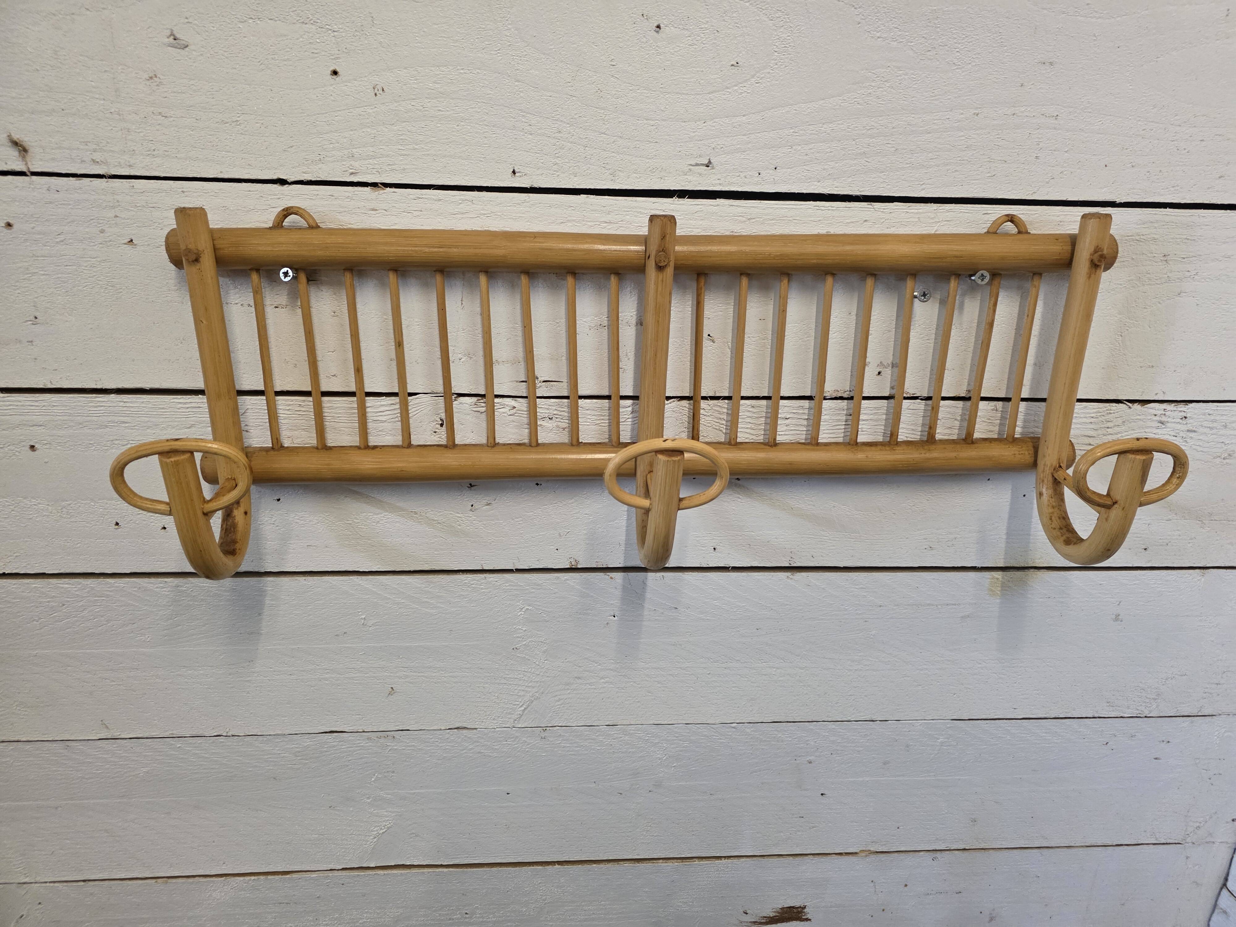 Vintage rattan coat rack