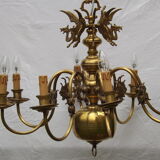 Dutch brass and bronze chandelier
