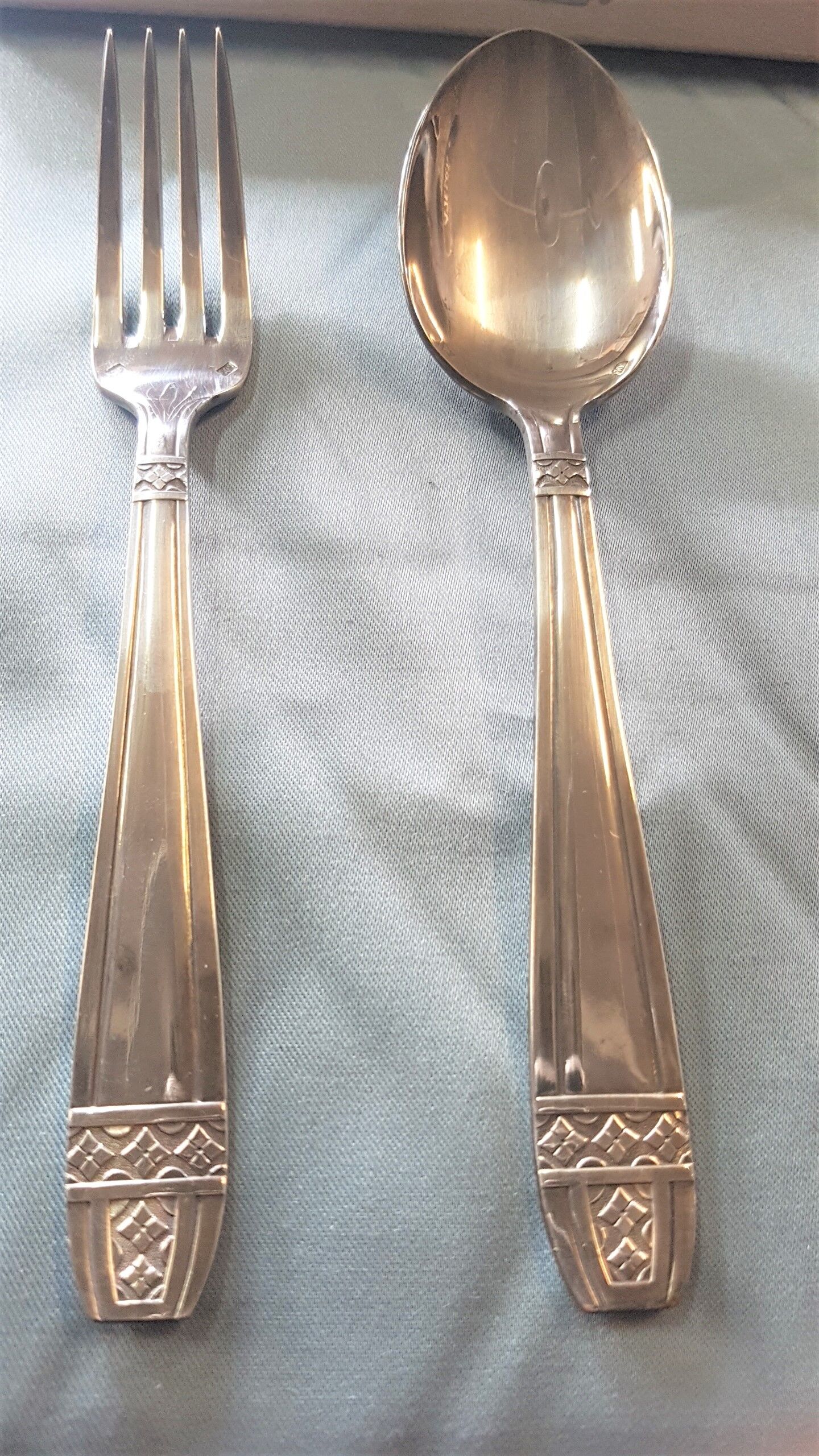 Silver metal spoon and fork box
