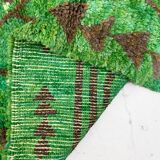 Green Beni Ouarain Berber rug with brown patterns, 1.45x1.10m