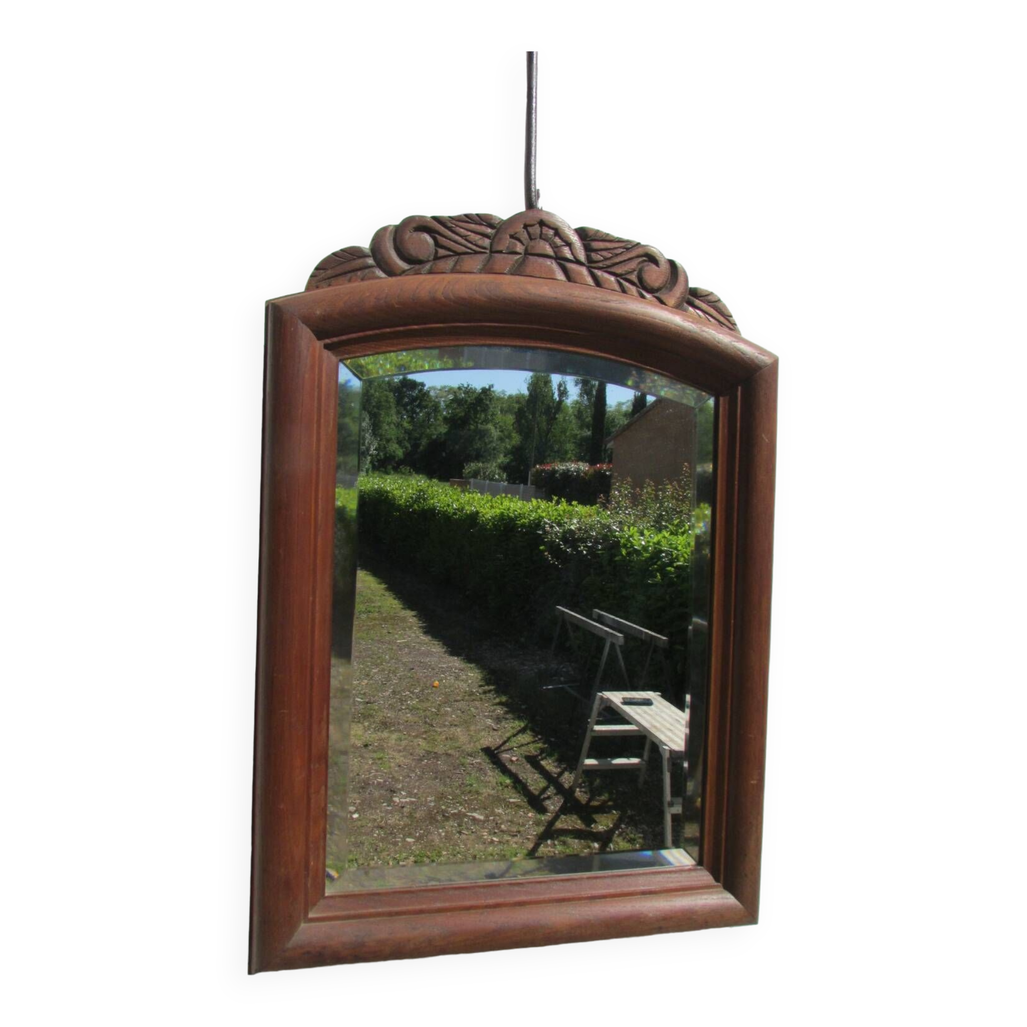 Small mirror 1900s, sober in walnut