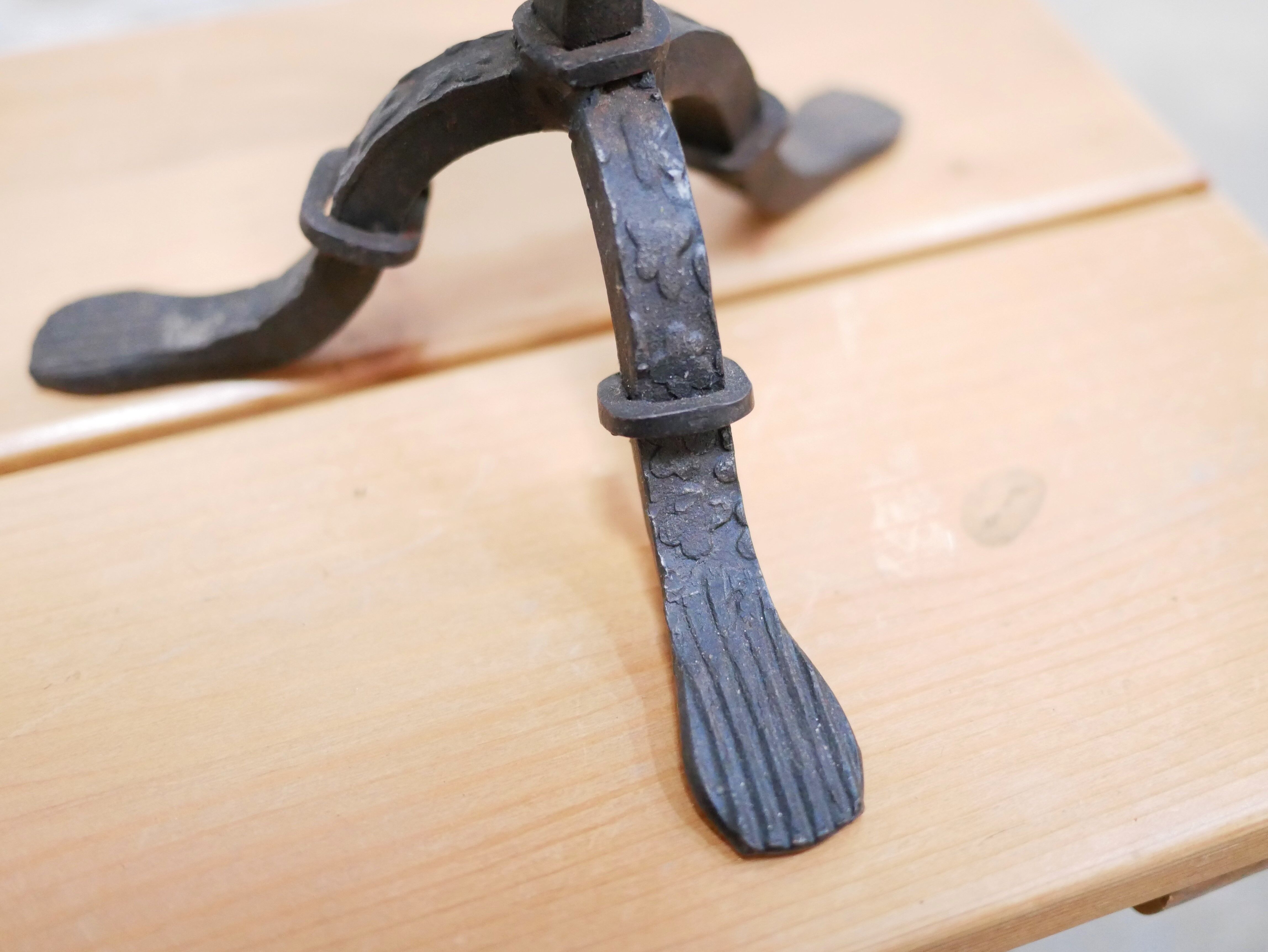 Vintage wrought iron brutalist candle holder