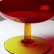 Vintage blown glass vase with "controlled" bubbles in red and yellow, 1960s-1970s.