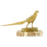 Art Deco Statue Pheasant Sculpture Gilded Bronze Marble 1920s
