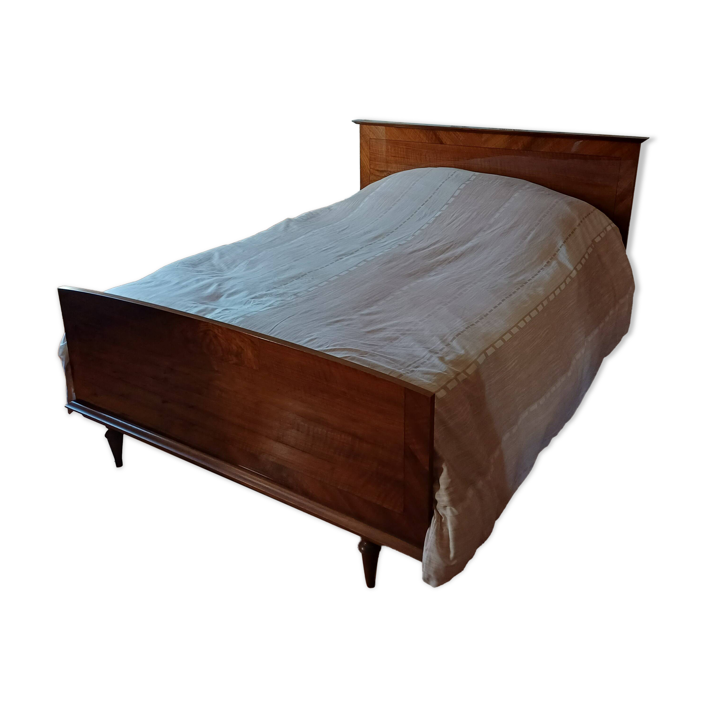 140 cm varnished wood bed from the 1970s