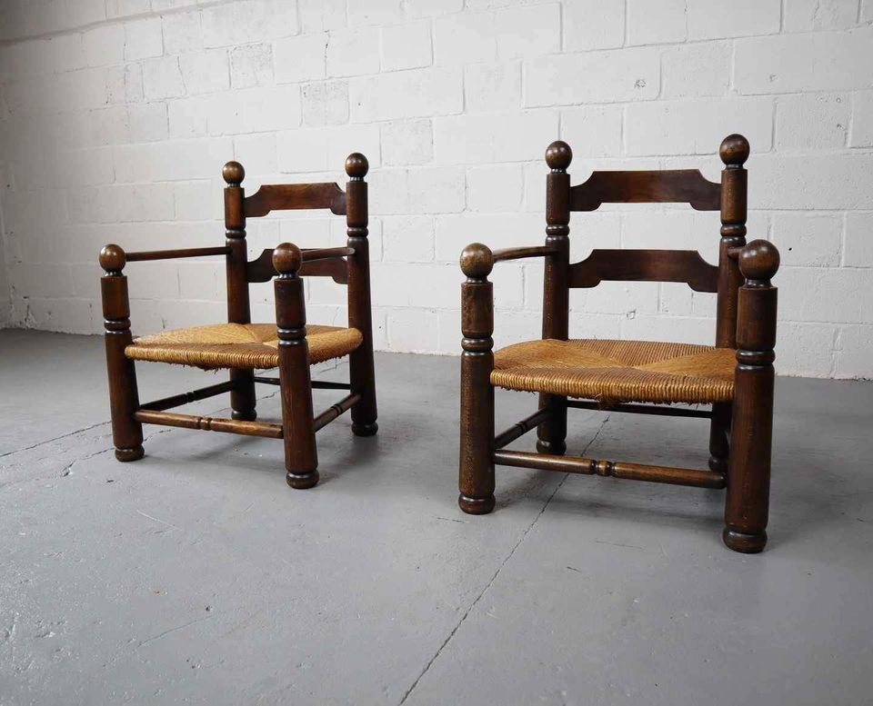 Paire de fauteuils en chêne, années 1940