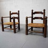 Paire de fauteuils en chêne, années 1940