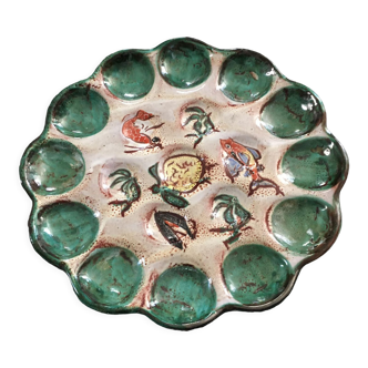 Tripod dish from the 60s for ceramic shellfish or crustaceans