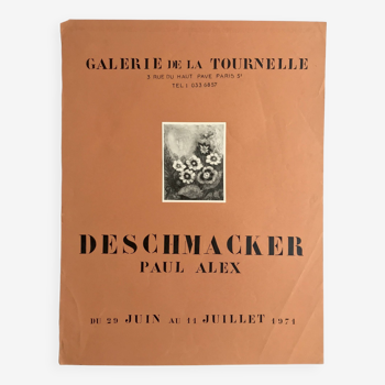 Paul Alexandre DESCHMACKER, Galerie de la Tournelle, 1971. Maquette originale d'affiche