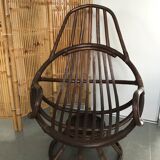 Swivel rattan armchair