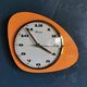 Vintage formica clock asymmetrical silent wall clock "Mervex orange"
