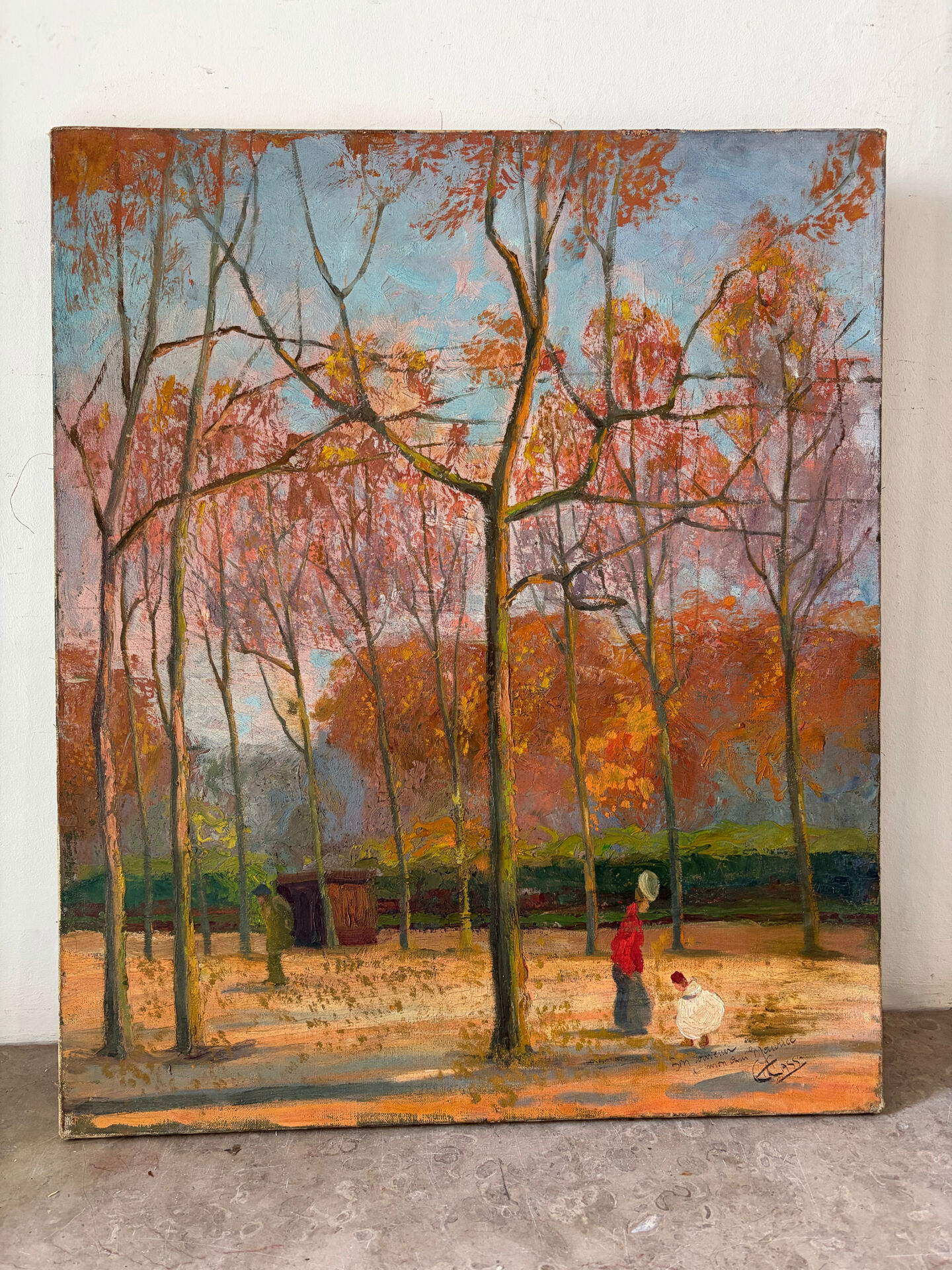The Luxembourg Garden in Paris, oil on canvas signed.