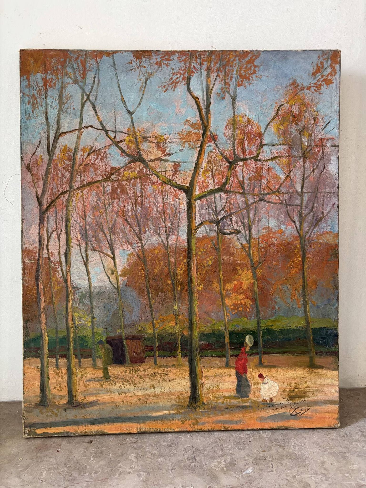 The Luxembourg Garden in Paris, oil on canvas signed.