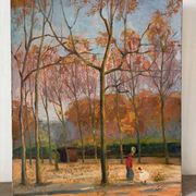 The Luxembourg Garden in Paris, oil on canvas signed.