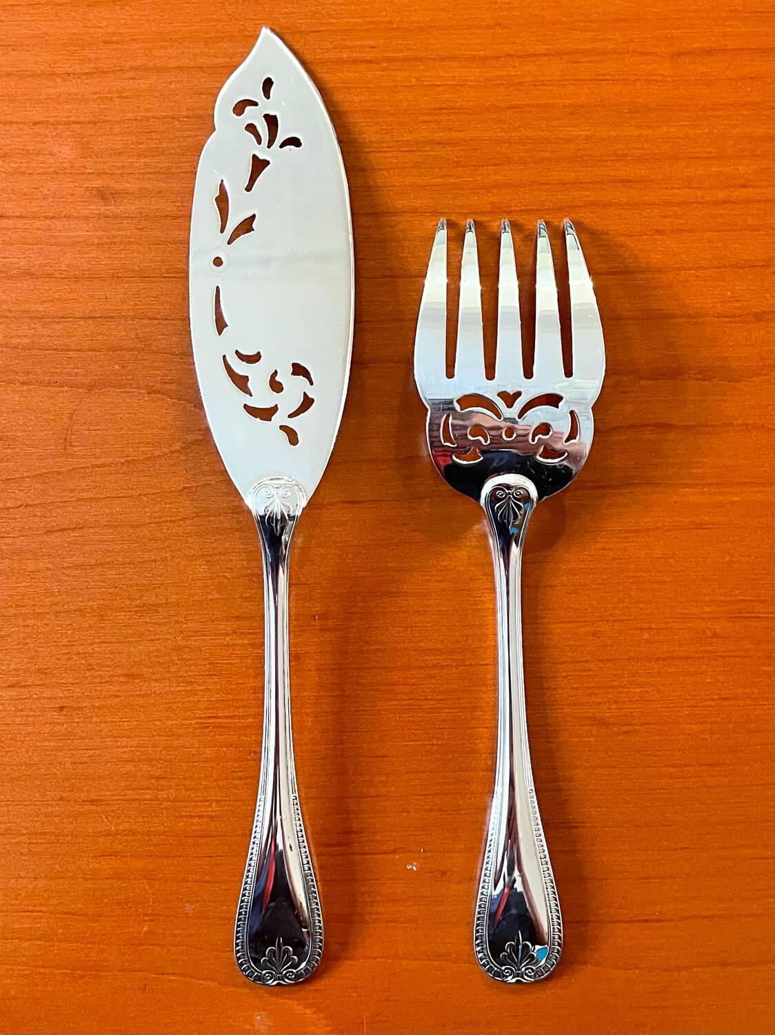 Christofle Malmaison, openwork fish serving utensils