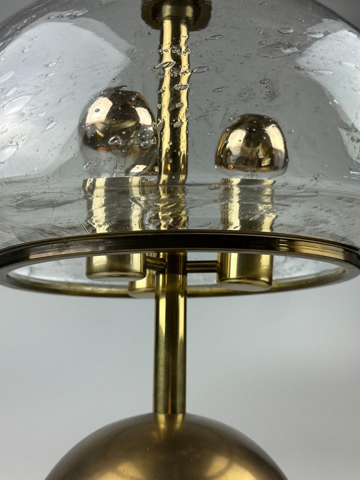 60s 70s table lamp by Doria Leuchten Germany glass brass Space Age