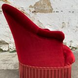 Red velvet toad armchair
