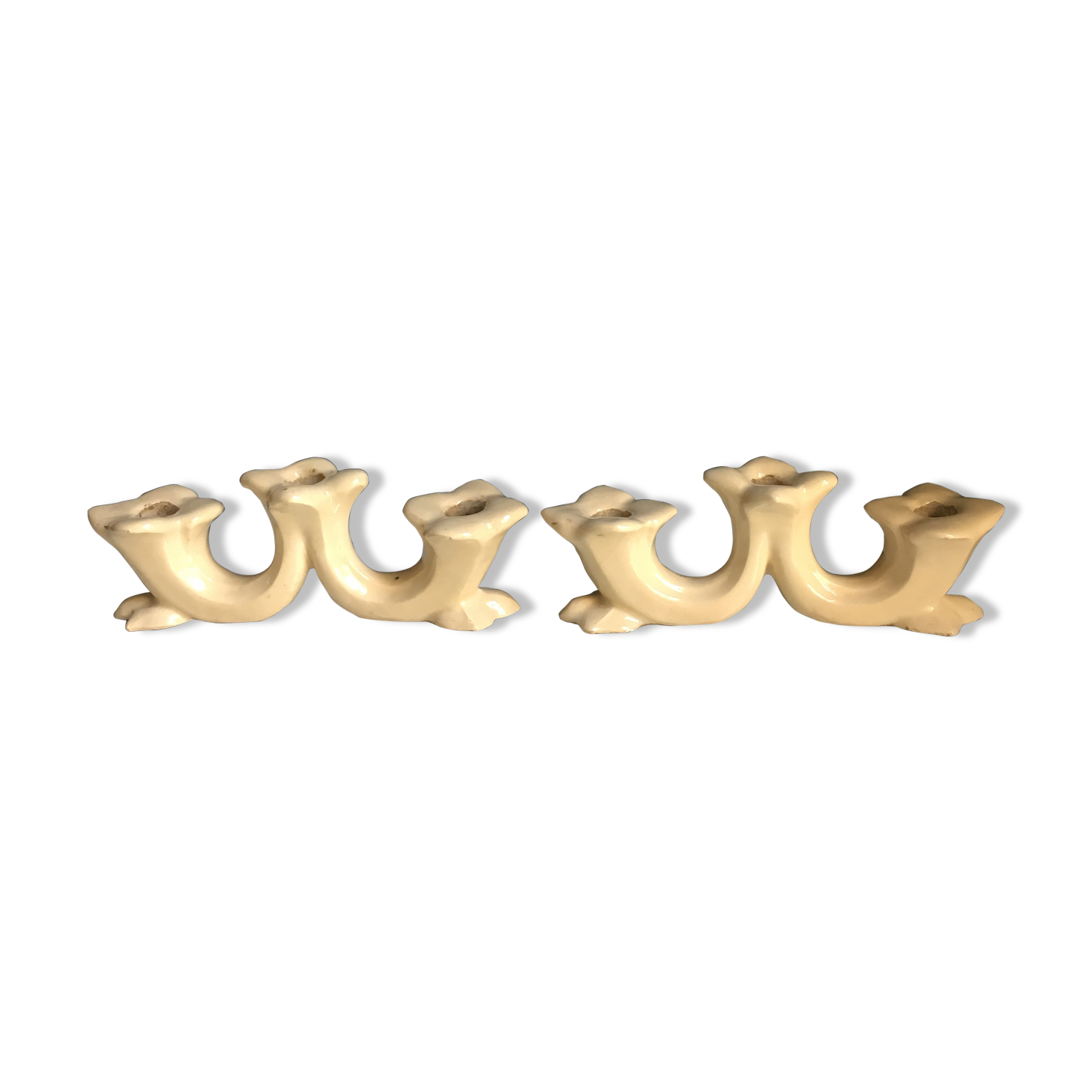 Pair of ceramic candlesticks, 40 years